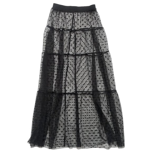 Polka Dot Tiered Gothic Cottagecore Maxi Skirt - Picture 2 of 3